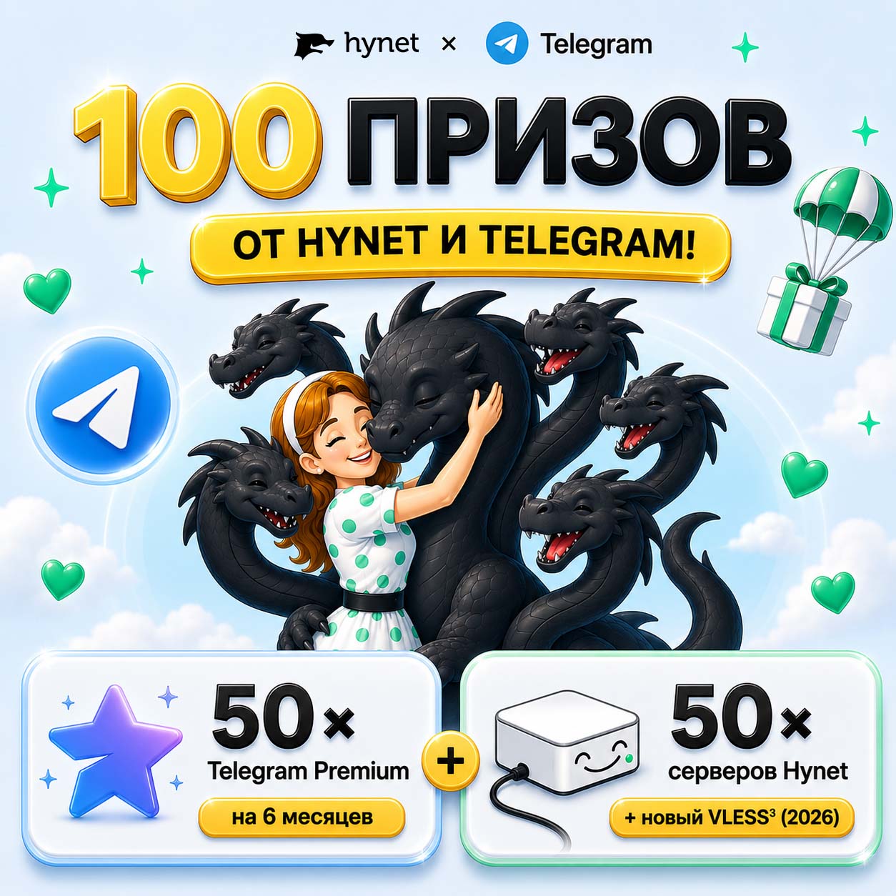 Розыгрыш Telegram Premium и Hynet-серверов